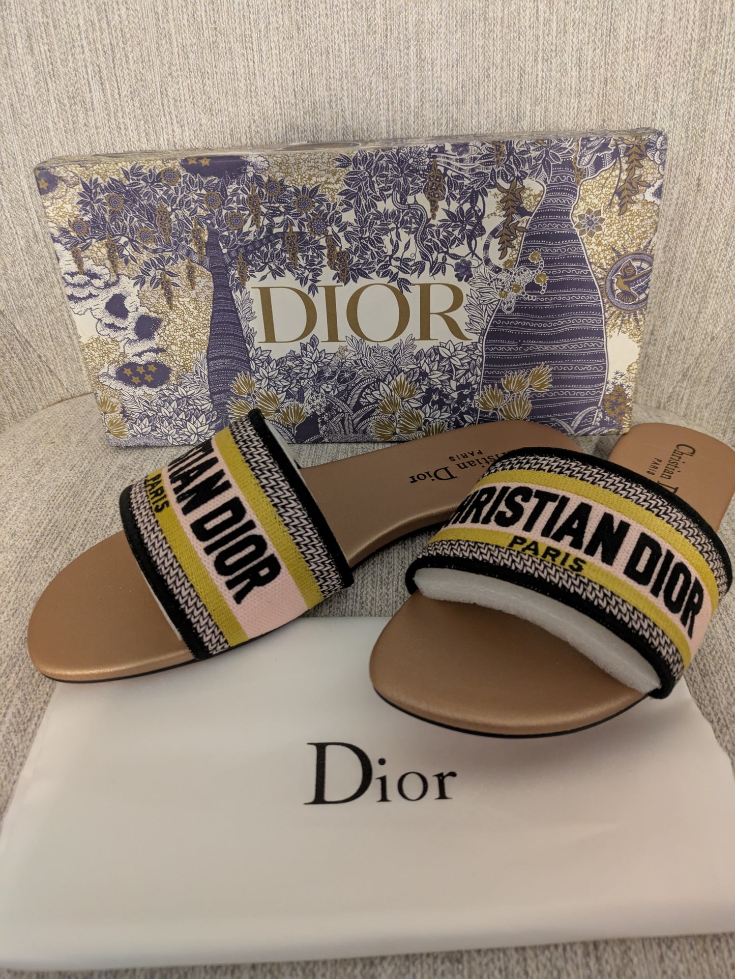 Size 9.5 - Christian Dior Dway Cloth Mules Metallic