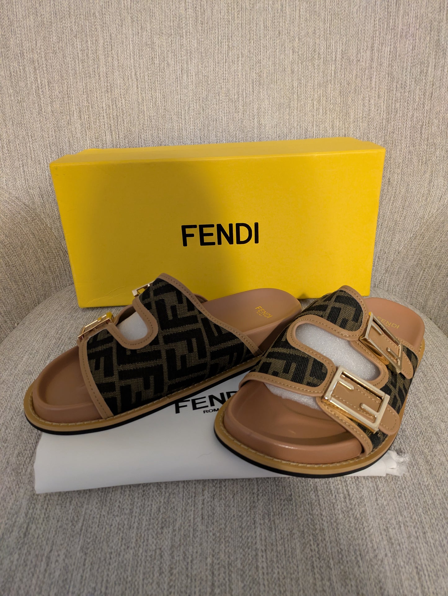 Size 10.5 - FENDI Fabric Jacquard Nappa FF