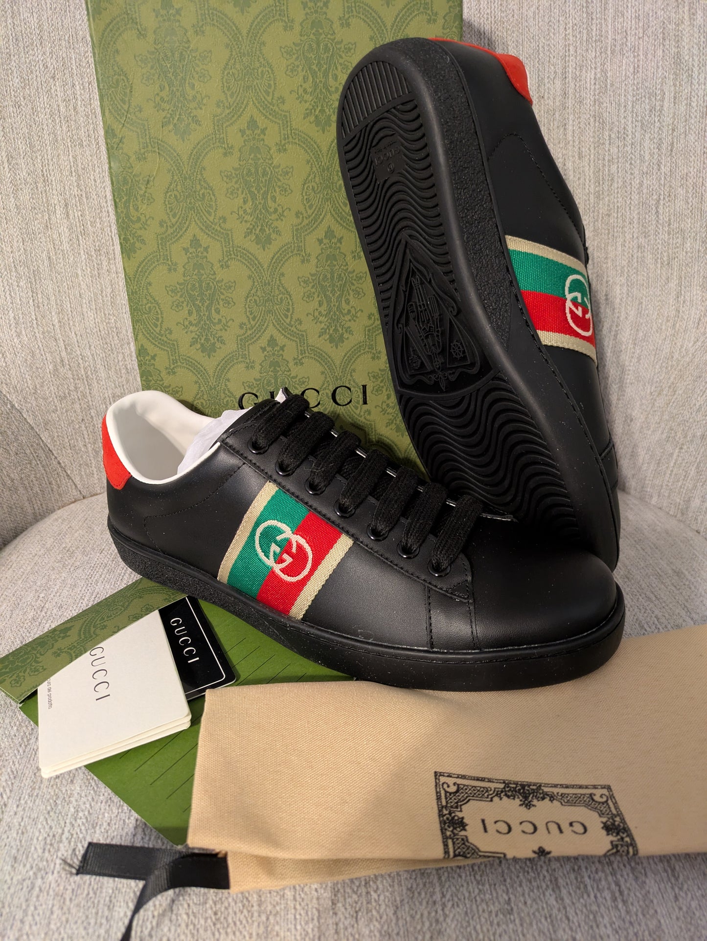 Size 11.5 - GUCCI Ace Elastic Web Interlocking GG